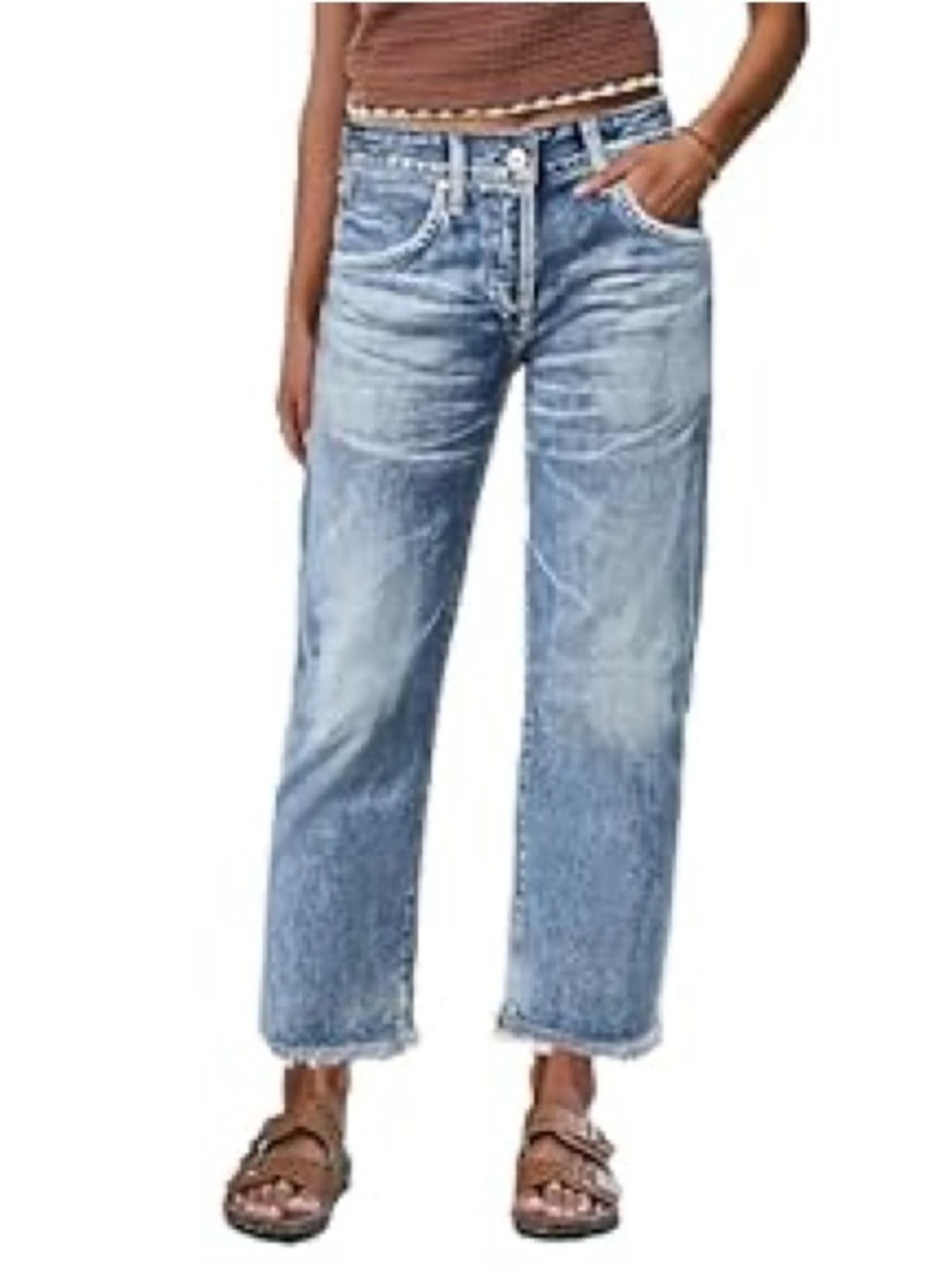 Women's Light Wash Straight Leg Jeans — Mid-Rise Casual